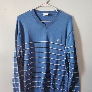 Lacoste Blue and White Striped Sweater